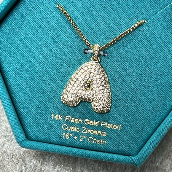 Brand New Elements of Love 14K Gold Plated Chain Necklace Bubble Balloon “A” - Picture 3 of 15